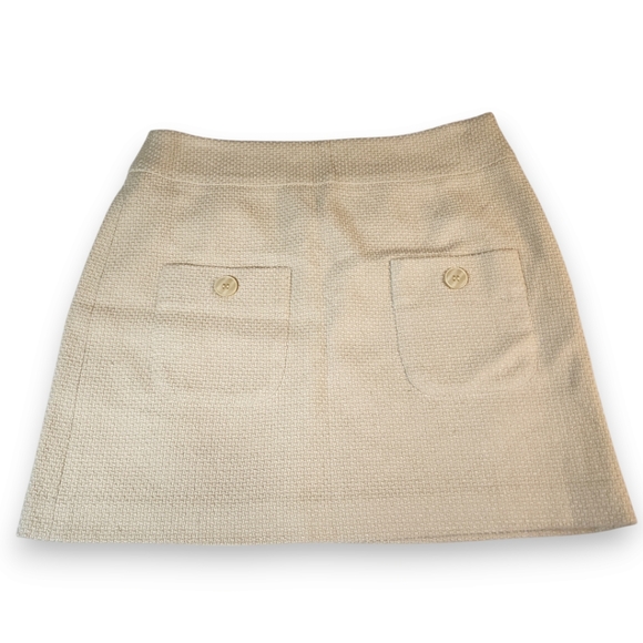 Vivienne Tam Dresses & Skirts - Vivienne Tam Beige Wool Textured A-Line Mini Skirt with Button Pockets Size 8